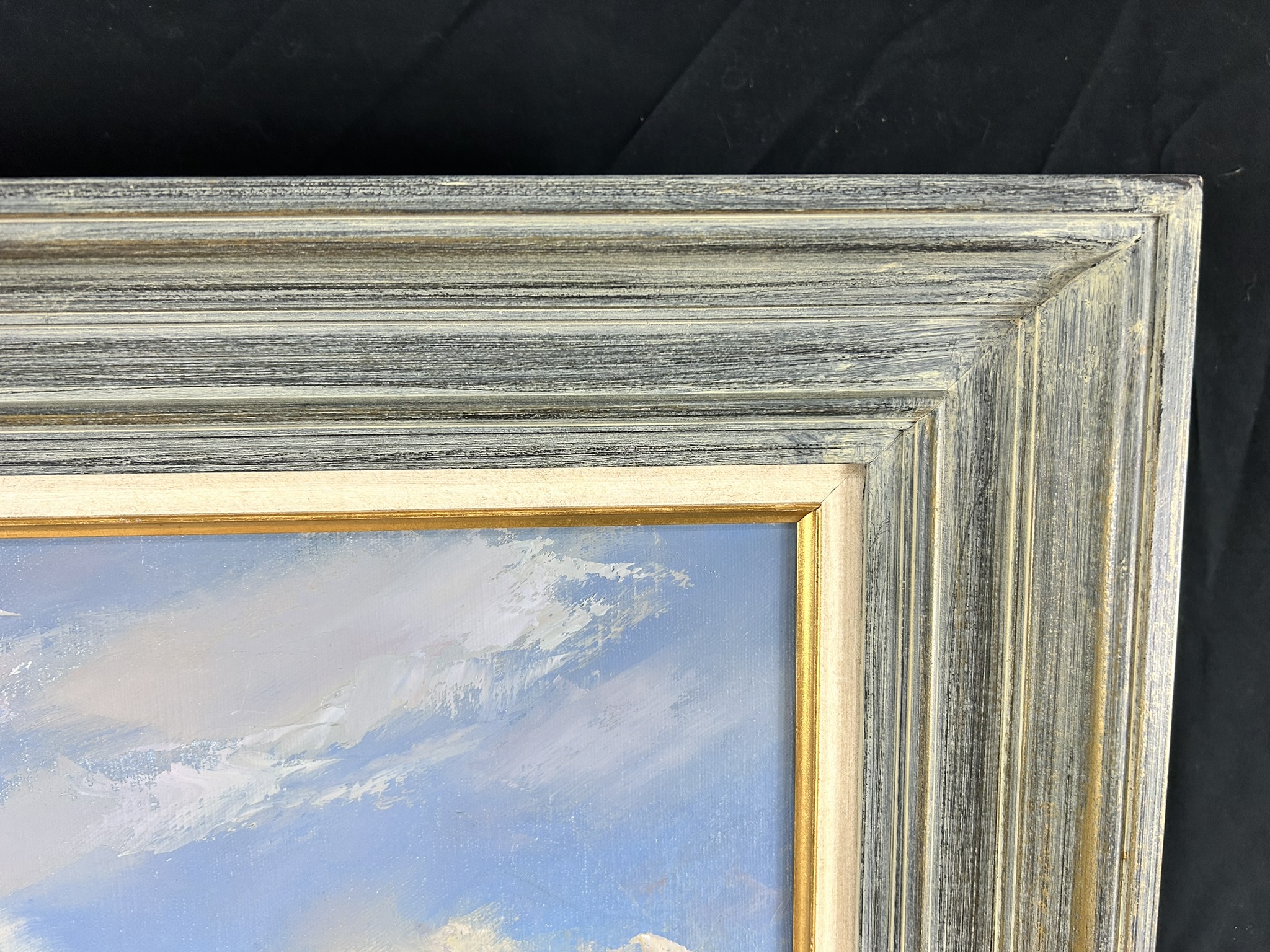 Alphonse Joseph Shelton British, 1905-1971 Land's End Oil on Canvas Signed verso Alphonse J. Shelton Lafayette Road, Route 1 Seabrook, N.H. $3,500